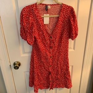 Red button up dress